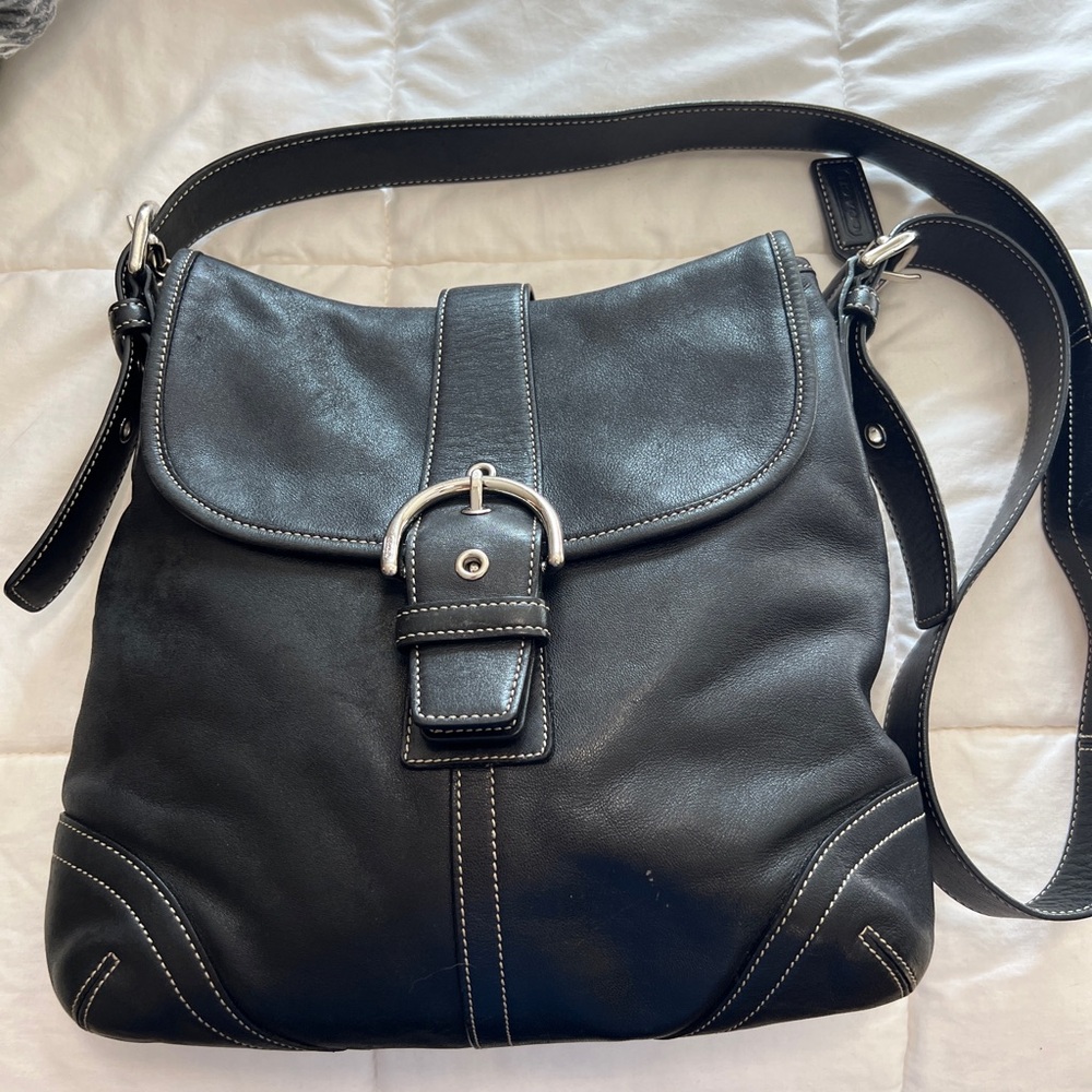 Vintage Coach 9480 Black Leather Soho Bag Satchel Shoulder Crossbody Buckle